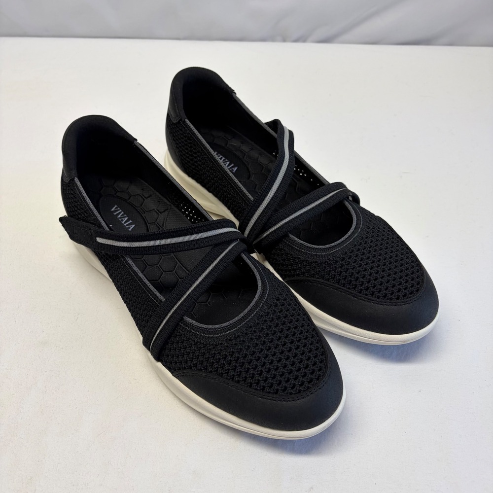 Vivaia Mary Jane Sneakers Women 10.5 Black Mesh Crisscross Straps Casual Comfort
